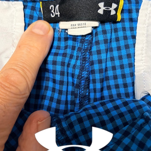 Like New Under Armour Golf DRI-FIT Blue and Black Checkered Shorts 34 - Picture 9 of 10